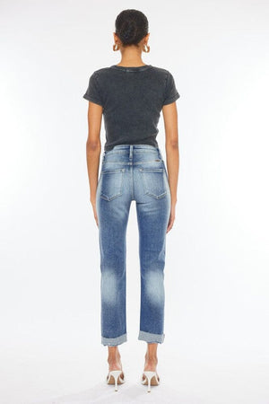 High Rise Cuffed Slim Straight Jeans Kan Can USA 