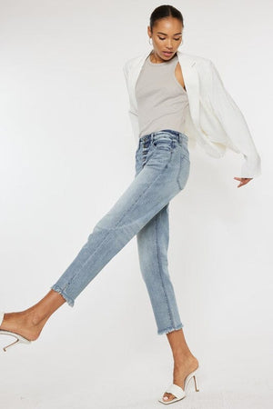 HIGH RISE STRAIGHT FIT JEANS-KC20011L Kan Can USA 