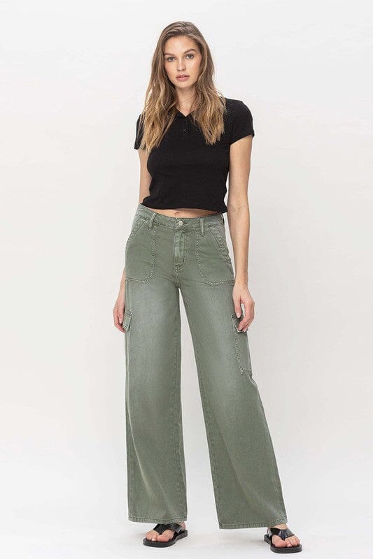 High Rise Utility Cargo Wide VERVET by Flying Monkey ARMY GREEN 24 