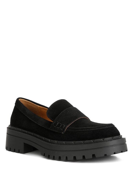 Honora Suede Chunky Loafers Rag Company Black 5 