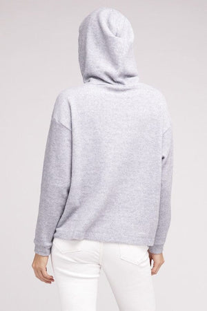 Hooded Brushed Melange Hacci Sweater ZENANA 