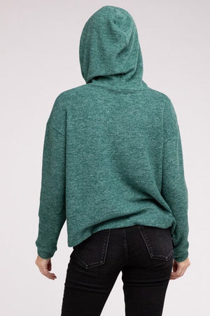 Hooded Brushed Melange Hacci Sweater ZENANA 