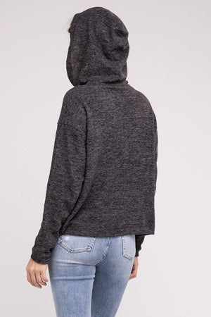 Hooded Brushed Melange Hacci Sweater ZENANA 