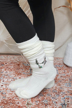 Hummingbird Knee High Socks Socks Leto Collection Ivory 