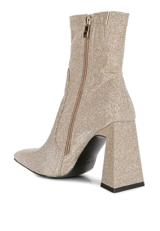 Hustlers Shimmer Block Heeled Ankle Boots Rag Company GOLD 5 