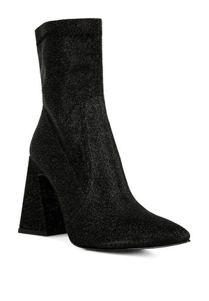 Hustlers Shimmer Block Heeled Ankle Boots Rag Company Black 5 