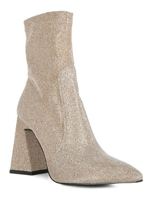 Hustlers Shimmer Block Heeled Ankle Boots Rag Company GOLD 5 