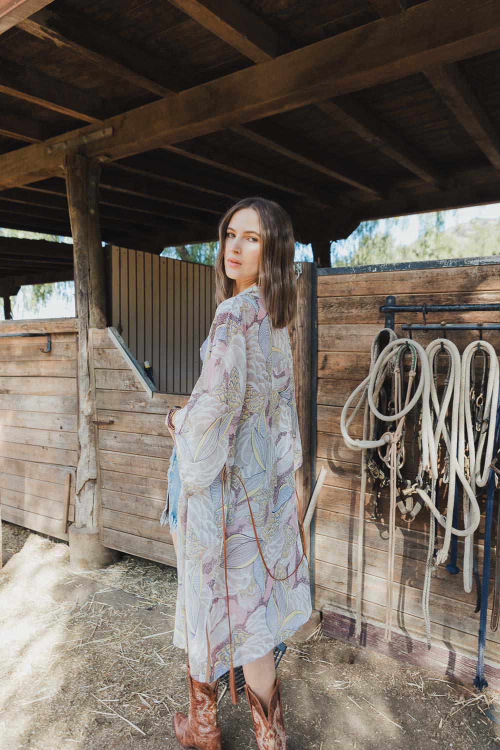 Ikebana Kimono with Belt Pink