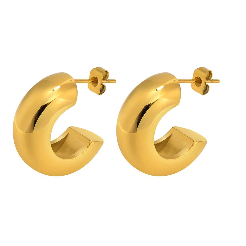 18k Gold Plated Chunky Hoop Earrings