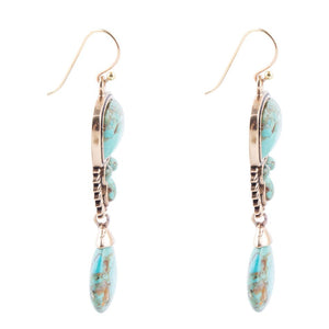 Imara Blue Turquoise and Golden Statement Earrings
