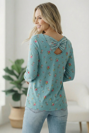 Mint To Be Floral Twist Top