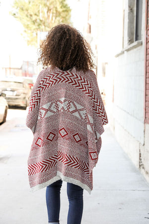 Indie Folk Style Multi Pattern Ruana Ponchos Leto Collection 