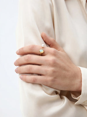 Ethereal Glow Pearl Adjustable Ring