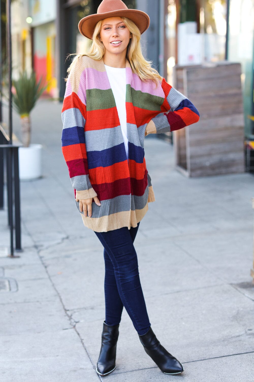 Just A Dream Multicolor Striped Slouchy Open Cardigan Haptics 