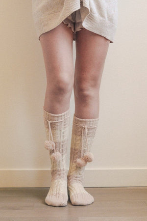 Knee High Striped Pom Socks Hats & Hair Leto Collection 