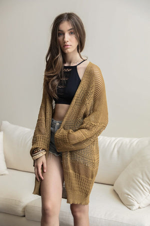 Knit Netted Cardigan Ponchos Leto Collection Bronze 