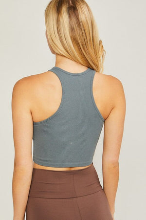 Knit Solid Cropped Seamless Tank Top Love Tree 