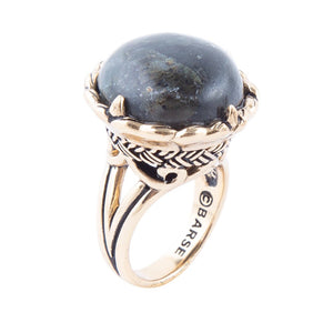 Black Labradorite and Golden Statement Ring