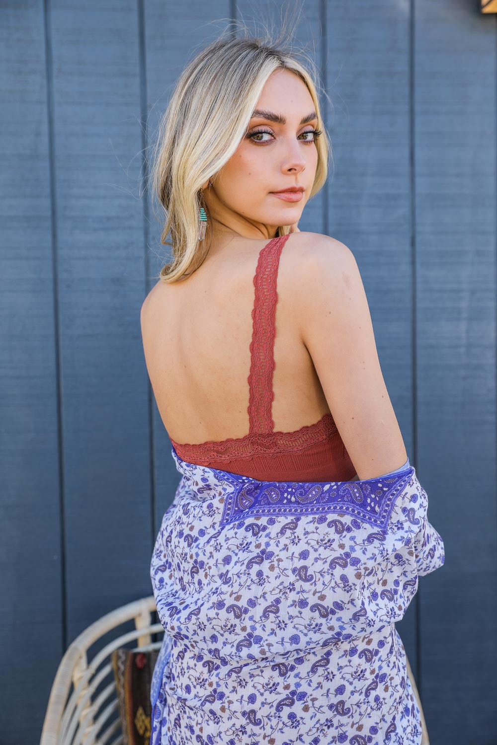 Lace Trim Padded Bralette M/L / Mauve