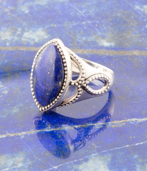 Blue Lapis and Sterling Silver Marquis Ring