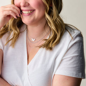 Butterfly + Crystal Necklace, Adjustable