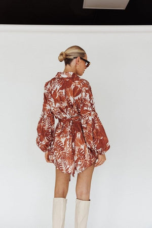 Leaves Print Puff Sleeved Romper One and Only Collective Inc 