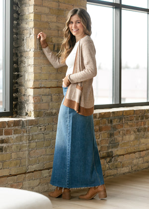 Lee A-Line Raw Hem Maxi Skirt