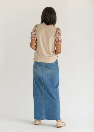 Lee A-Line Raw Hem Maxi Skirt