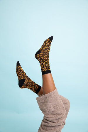 Leopard Knit Socks Socks Leto Collection One Size Black 