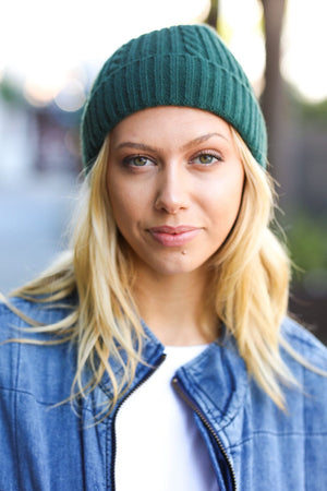 Let's Go Emerald Green Cable Knit Beanie Bloom 2023 Winter Sale 