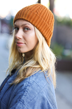 Let's Go Mustard Cable Knit Beanie ICON 
