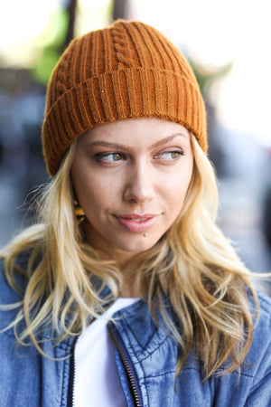Let's Go Mustard Cable Knit Beanie ICON 
