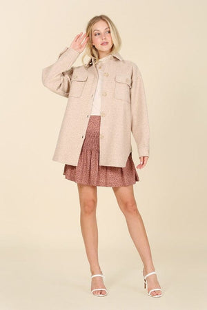 Light beige shacket with pockets Lilou 