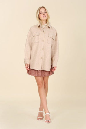 Light beige shacket with pockets Lilou 