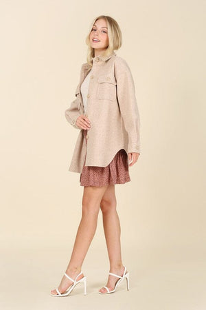 Light beige shacket with pockets Lilou 