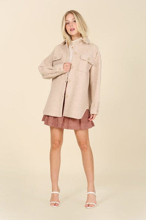 Light beige shacket with pockets Lilou 