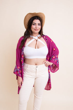 Lightweight Anemone Embroidered Kimono Leto Collection 