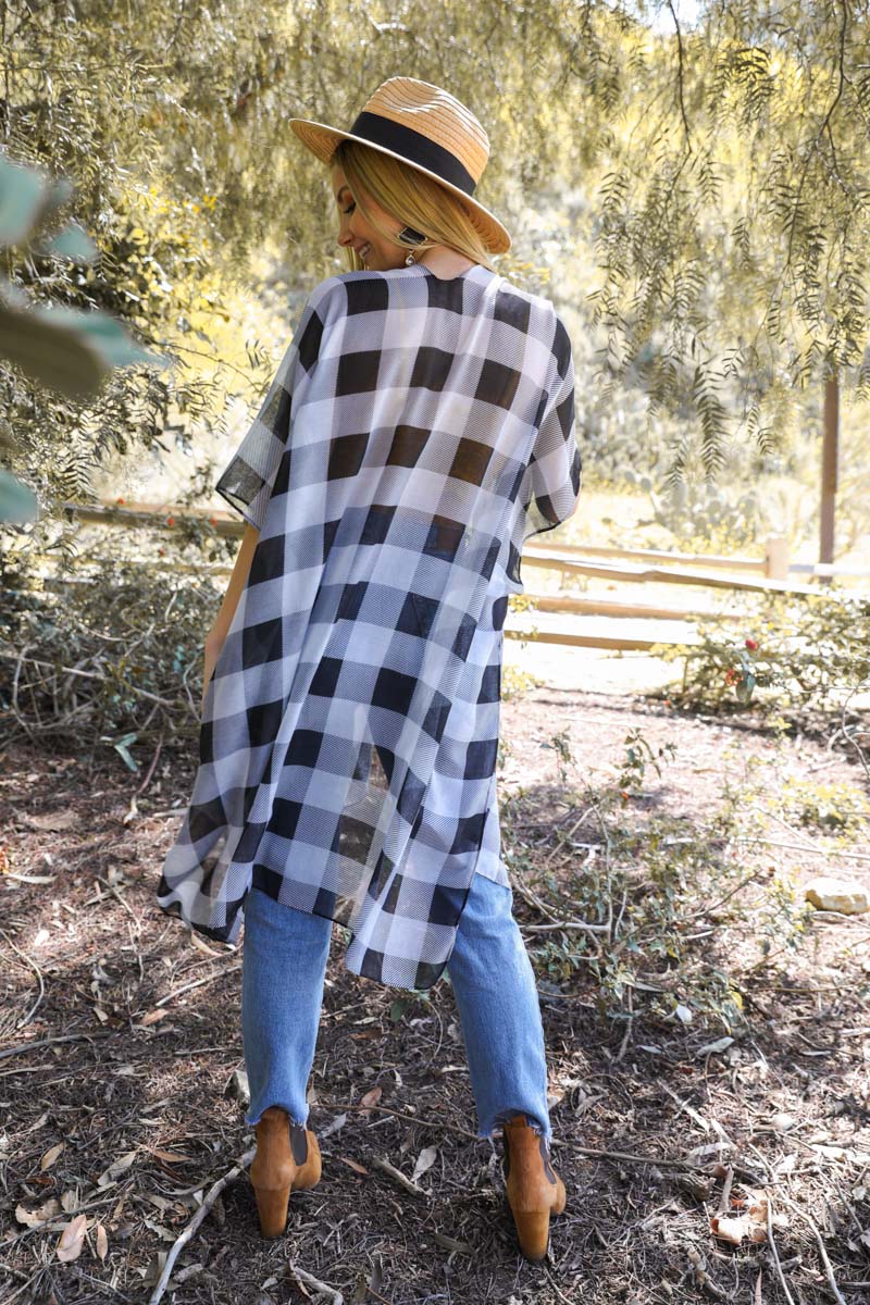 Lightweight Buffalo Check Kimono Black