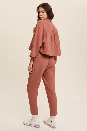 Long Sleeve Button Down and Long Pants Sets Listicle 