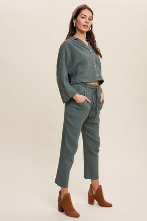 Long Sleeve Button Down and Long Pants Sets Listicle 