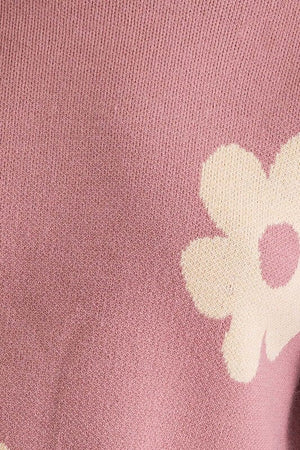 LONG SLEEVE CROP SWEATER WITH DAISY PATTERN LE LIS 