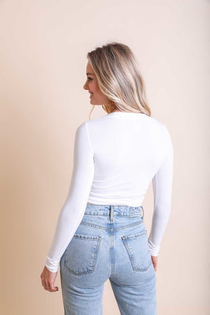 Long Sleeve Fitted Crop Top Top Leto Collection 