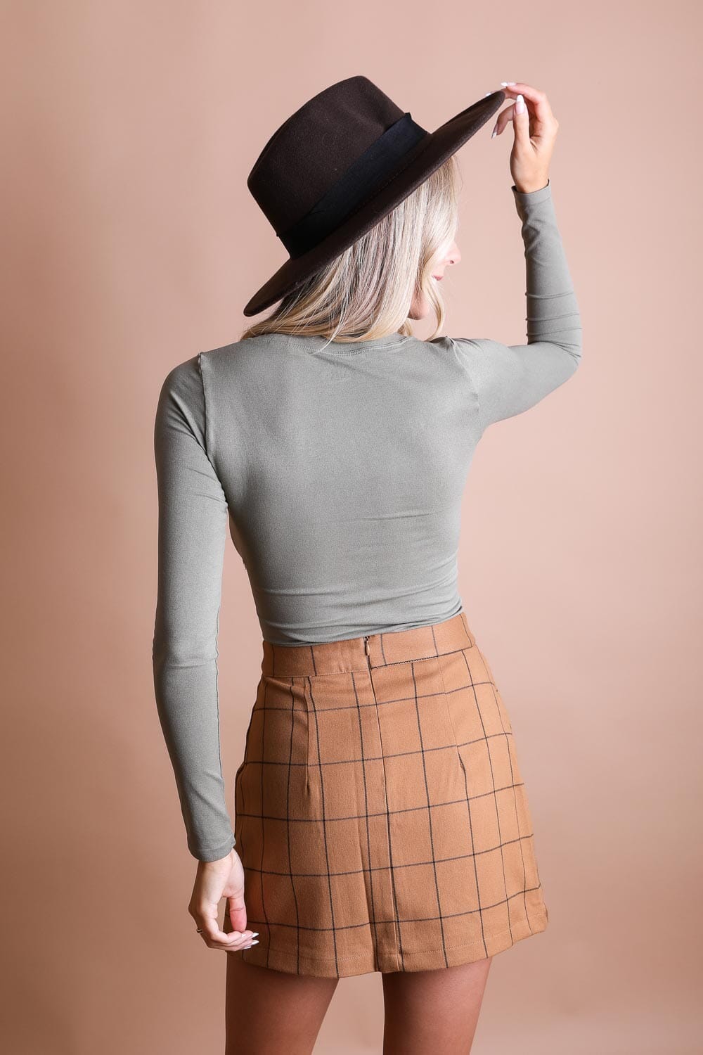 Long Sleeve Fitted Crop Top Top Leto Collection Small Sage 