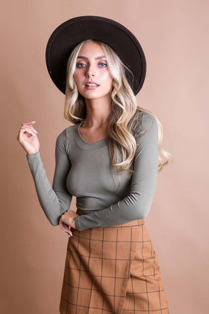 Long Sleeve Fitted Crop Top Top Leto Collection Small Sage 
