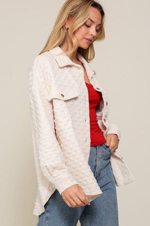 Long Sleeve Quilted Button Down Jacket TIMING 