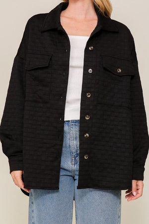 Long Sleeve Quilted Button Down Jacket TIMING 