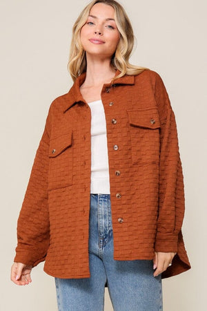 Long Sleeve Quilted Button Down Jacket TIMING 