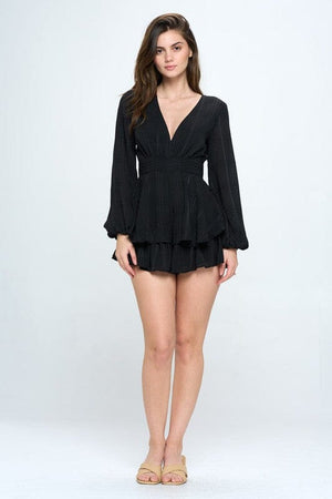 Long Sleeve Tiered Mini Romper One and Only Collective Inc 