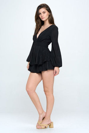 Long Sleeve Tiered Mini Romper One and Only Collective Inc 