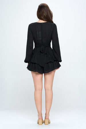 Long Sleeve Tiered Mini Romper One and Only Collective Inc 